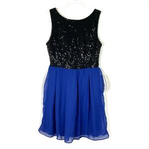 B.Darlin | Junior's Black and Blue Sequin Party Dress Homecoming NWT Size M